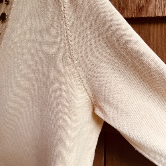 Jones New York 3/4 Sleeve Pullover Sweater Embellished Beads Sequins Neckline M - Picture 7 of 13